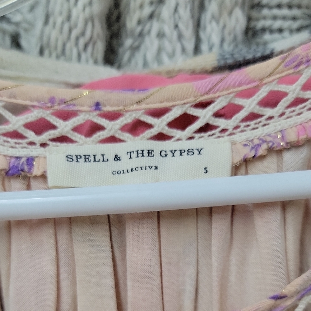 Spell Blue and Pink Flutter Sleeve Sundress - Picture 2 of 4